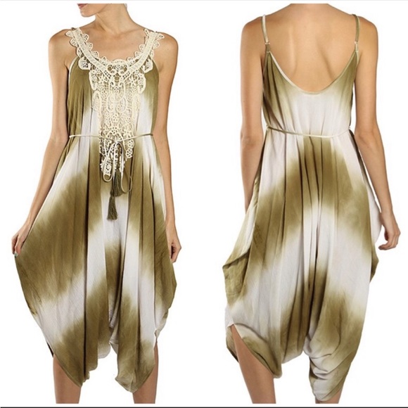 Bohemian Harem Pants Wide Leg Jumpsuit - Picture 3 of 8